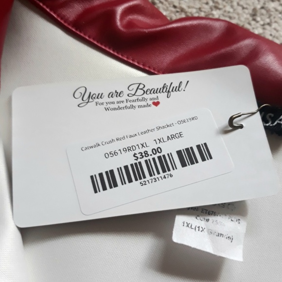 Women's Red Faux Leather Shacket / Button-up Jacket Size XL - Picture 12 of 13